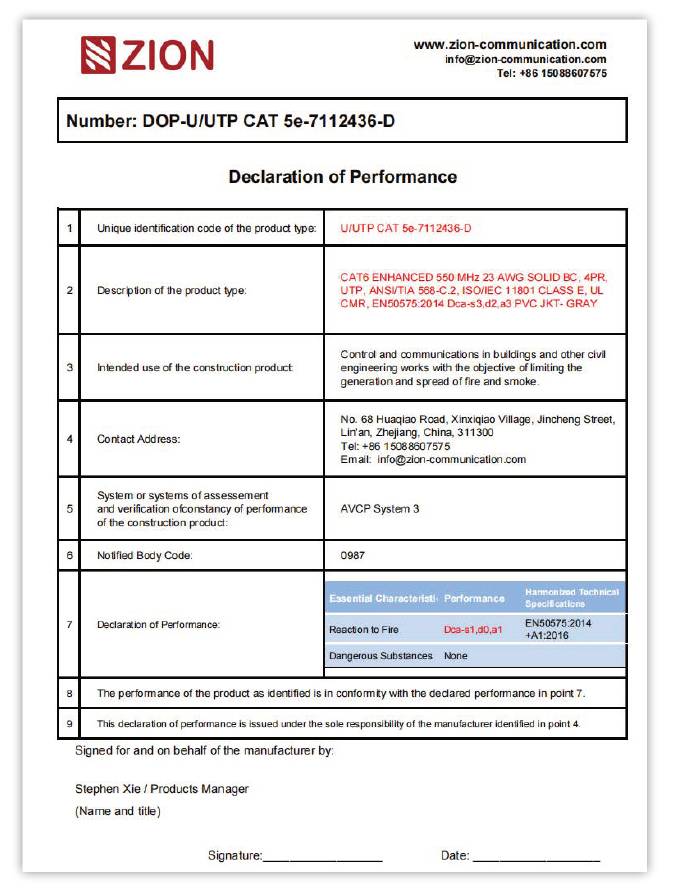 What is the Declaration of performance(DoP)